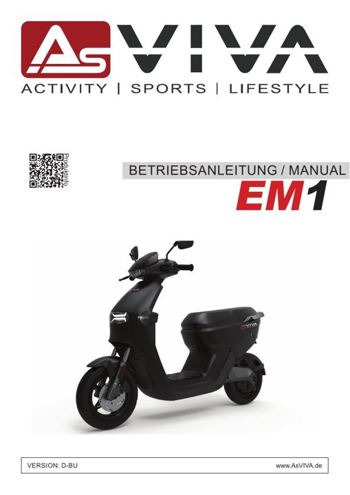 AsVIVA EM1 E-Scooter 60V 20Ah Panasonic Battery