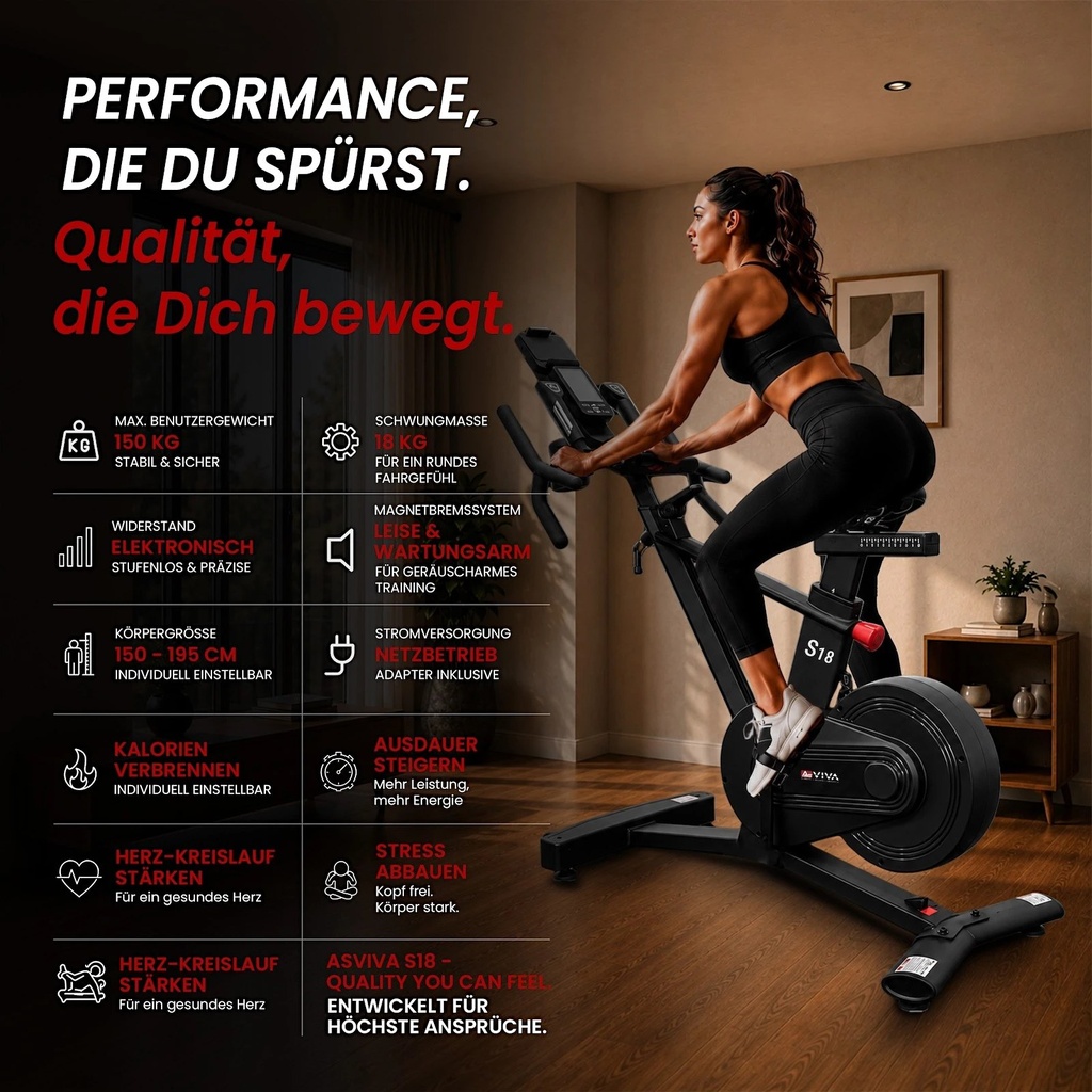 18 kg Schwungmasse für gleichmäßigen Rundlauf